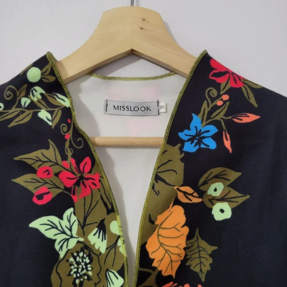 Misslook Women's Cardigan Size Small Long Sleeve Color Black
